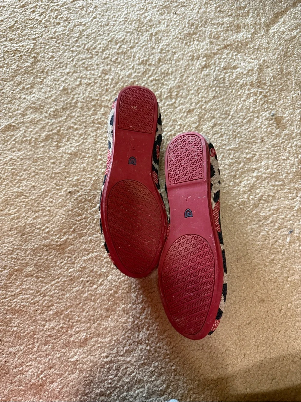 Rothy's Leopard Print Flats in Black, Tan & Red
